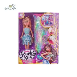 عروسک اسپارکل دامن آبی سری sequin wardrobe carry case