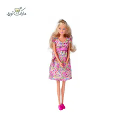 عروسک Steffi Love مدل باردار با نوزاد سورپرایزی و لباس توپ‌توپی سبز