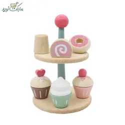 ست بازی پیکاردو مدل کاپ کیک با سینی پذیرایی 2 طبقه