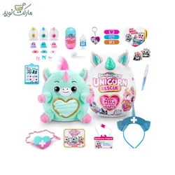 عروسک رینبوکورنز سورپرایزی سری Unicorn Rescue با شاخ آبی