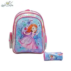 کوله پشتی مدل پرنسس سوفیا پولکی با جامدادی
