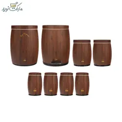 سرویس آشپزخانه ۸ تکه بهاز کالا مدل خمره ای سفید و قهوه‌ای