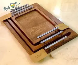 سینی پذیرایی چوبی با دسته فلزی