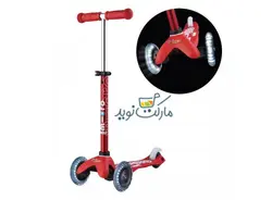 اسکوتر مینی دلوکس میکرو قرمز با چرخ چراغ‌دار