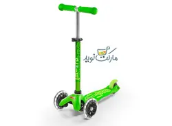 اسکوتر مینی دلوکس میکرو سبز با چرخ چراغ‌دار