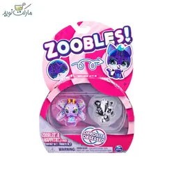 پک دوتایی عروسک زووبلز مدل پروانه رنگی و روباه سیاه‌سفید