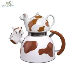 کتری قوری طرح گاو قهوه ای