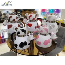 کتری قوری طرح گاو قهوه ای