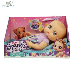 عروسک نوزاد اسپارکل 30 سانتی با لباس بنفش