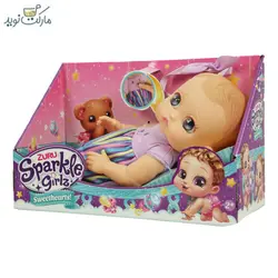 عروسک نوزاد اسپارکل 30 سانتی با لباس بنفش