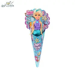 عروسک قیفی پری دریایی اسپارکل سری Mermaid با دامن آبی