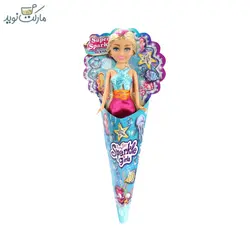 عروسک قیفی پری دریایی اسپارکل سری Mermaid با دامن صورتی