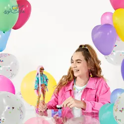 عروسک باربی با ژاکت گل‌دار سری Extra
