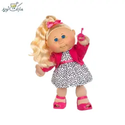 عروسک Cabbage بلوند با پیراهن سفید خال‌خالی