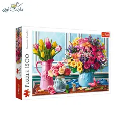 پازل 1500 تکه ترفل گل های رنگی در گلدان