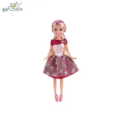 عروسک قيفی پرنسس برفی لباس صورتی قرمز اسپارکل