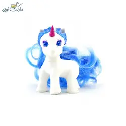 عروسک یونیکورن اسپارکل سفید با مو آبی