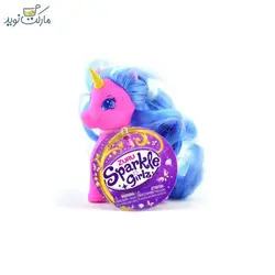 عروسک یونیکورن اسپارکل صورتی با مو آبی