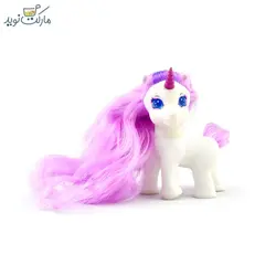 عروسک یونیکورن اسپارکل سفید با مو بنفش