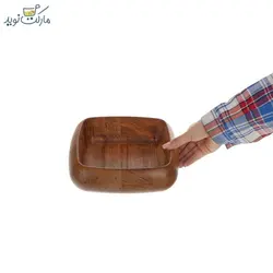 کاسه چوبی مربع لبه دار سایز ۱۸ تریتی