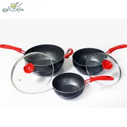 ماهیتابه وک 8 پارچه دسته قرمز