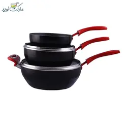 ماهیتابه وک 8 پارچه دسته قرمز