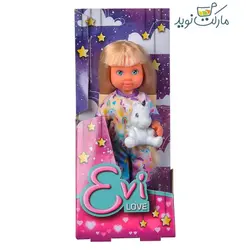 عروسک 12 سانتی Evi Love با لباس خواب بنفش