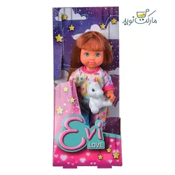 عروسک 12 سانتی Evi Love با لباس خواب صورتی