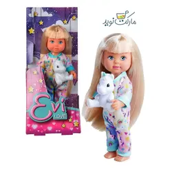 عروسک 12 سانتی Evi Love با لباس خواب آبی