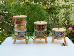 ظروف کندی پایه بلند چوبی