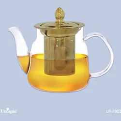 قوری پیرکس یونیک درب استیل و طلایی