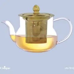 قوری پیرکس یونیک درب استیل و طلایی