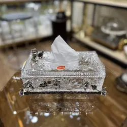 جادستمال رومیزی کریستال و برنج با روکش نقره