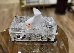 جادستمال رومیزی کریستال و برنج با روکش نقره