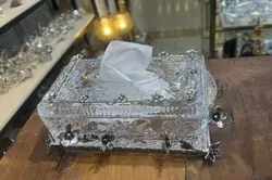 جادستمال رومیزی کریستال و برنج با روکش نقره