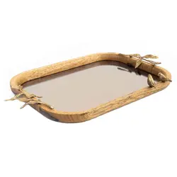 سینی مستطیل کف آینه ای گلدگیش مدل گلدن برد سایز کوچک