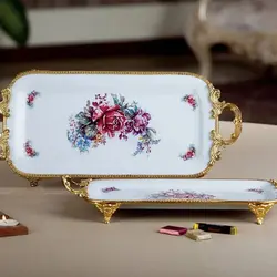 رولت خوری لبه دار لمونژگل قرمز فرم طلایی