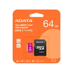 کارت حافظه microSDXC ای دیتا مدل Premier V10 A1 کلاس 10 استاندارد UHS-I سرعت 100MBps ظرفیت 64 گیگابایت