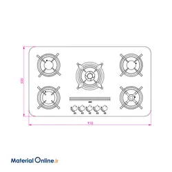 اجاق گاز 5 شعله شیشه ای CAN مدل پاردیک چپ