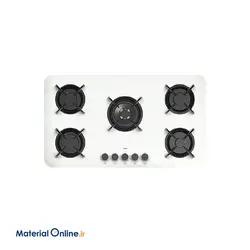 اجاق گاز 5 شعله شیشه ای CAN مدل پاردیک سفید