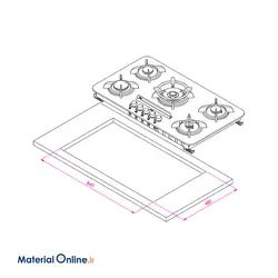 اجاق گاز 5 شعله شیشه ای CAN مدل پاردیک سفید