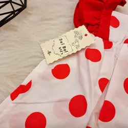 لباس کودک ست دو تکه کلاه و پیراهن توپ توپی قرمز جنس تترون وارداتی کیفیت اورجینال مناسب یک تا چهار سال