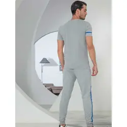 ست مردانه تیشرت نوار دوزی و شلوار دمپاکش