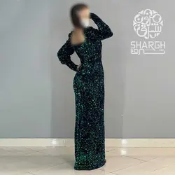 ماکسی جلو چاکدار پولک مخمل