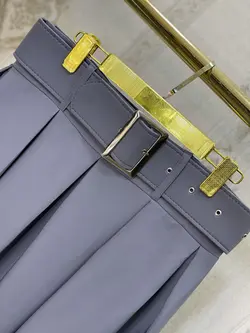 دامن پیلی کمربند دار طوسی