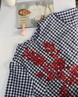 شومیز چهارخونه نخی گلدوزی