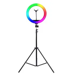 رینگ لایت رنگی RGB18 به همراه سه پایه، ریموت و هولدر موبایل