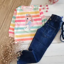 بلوز رنگین کمان شلوار مام فیت