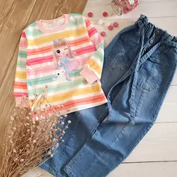 بلوز رنگین کمان شلوار مام فیت