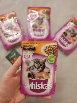 پوچ بچه گربه ویسکاس با طعم مرغ در عصاره گوشت